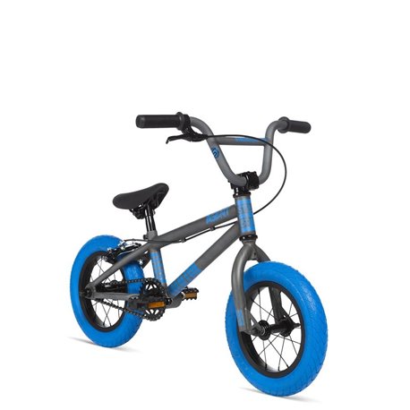 Велосипед BMX STOLEN AGENT 12 2020 13.25 матовый некрашеный с темными синими покрышками